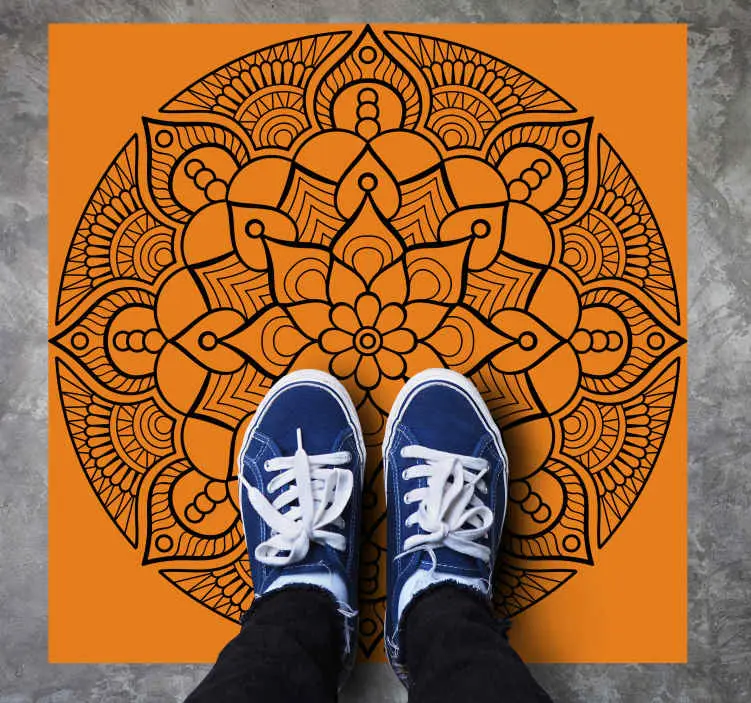 Bästa pris Orange mandalamönster Vinylmatta Mandala