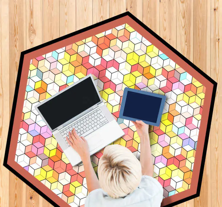 Sänkt pris Hexagonalt spektrum Vinylmatta geometrisk