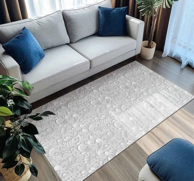 Kundfavorit 3d blommönster Vinylmatta vit