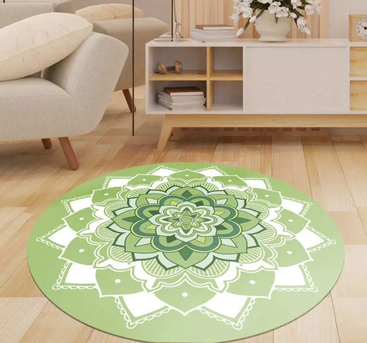 Endast idag Grön blommig mandala vinylmatta