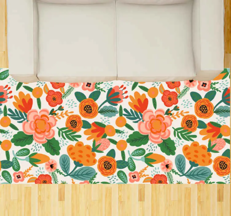 Kundfavorit Röd och orange blommig matta i folkstil