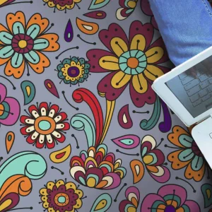 70-talsblommamatta med retro blommönster Expressleverans