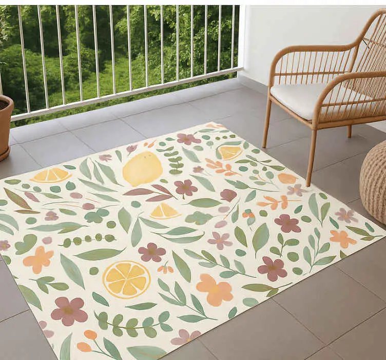 Citron blommig design Vinylmatta balkong Trygg betalning