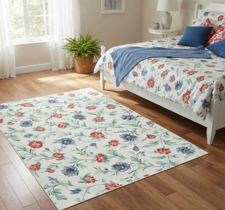 Vinylmatta sovrum retro blommor design Rabatter