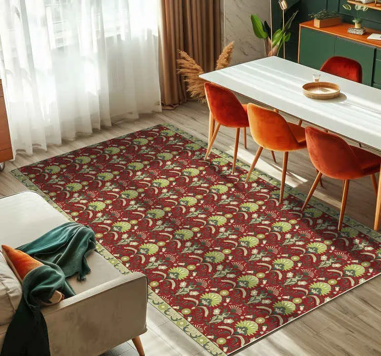 Traditionell grön design Vinylmatta Matsal Rabatter