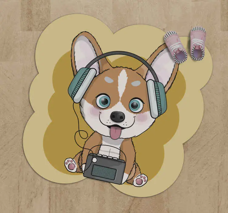 Valp hörlurar illustration Andra Vinylmattor Lägg i varukorgen