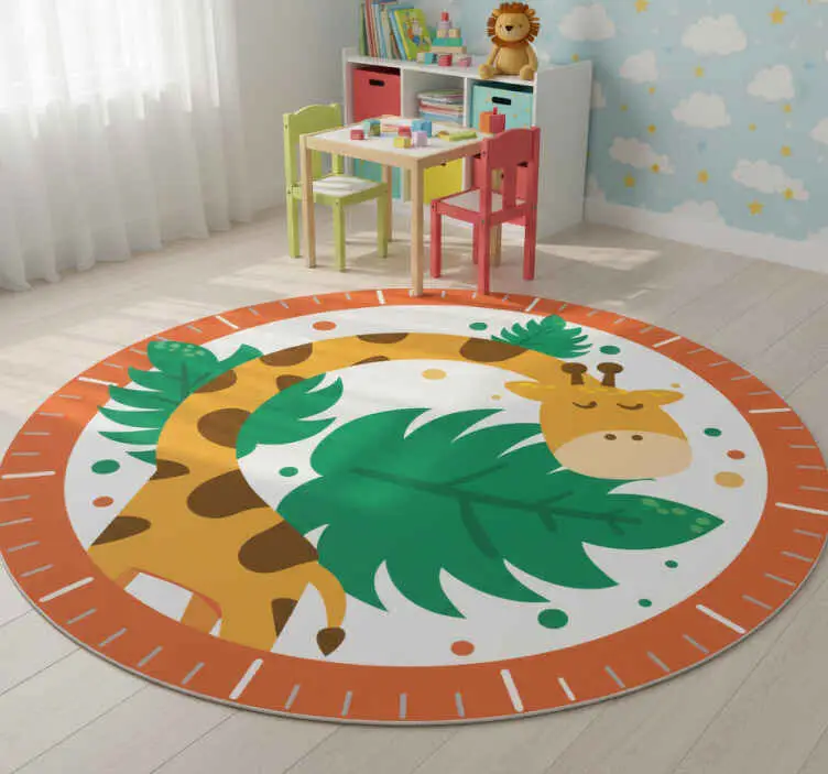 Kampanjpris Vinylmatta djur barnklocka med giraff