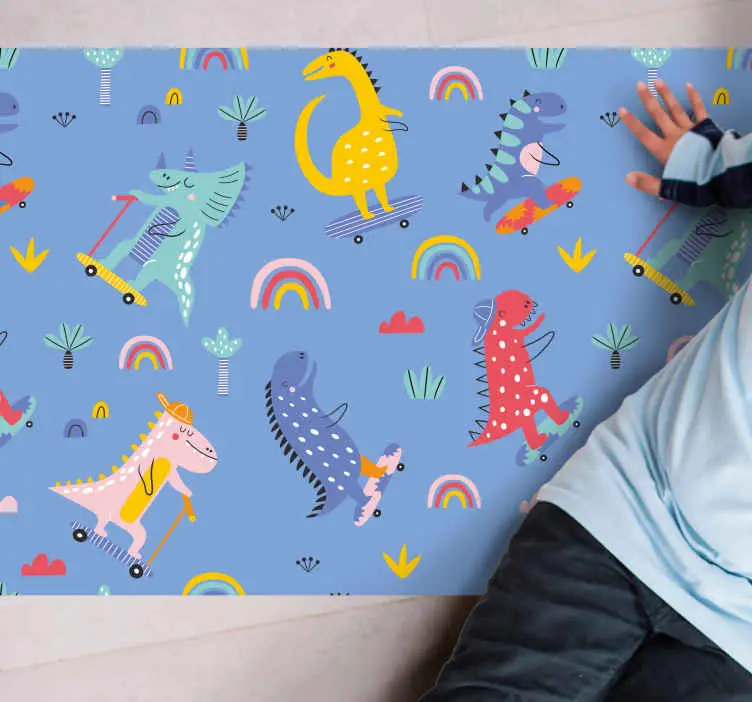 Färgglatt dinosaurieäventyr Vinylmatta Barn Köp nu