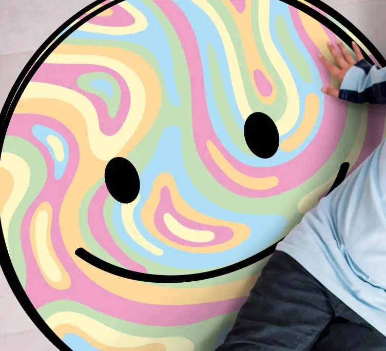 Billig Glad leende cirkel Vinylmatta Ungdom