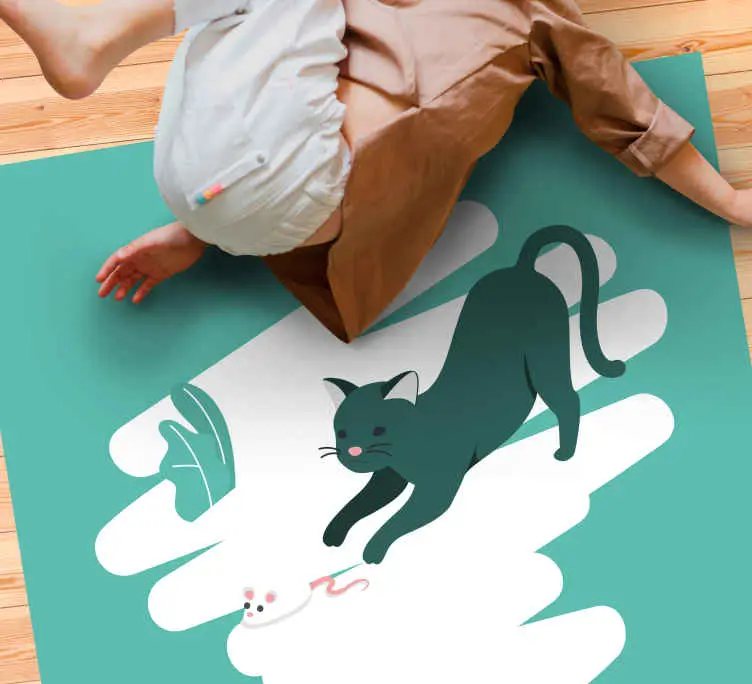 Köp online Lekfull kattjakt Vinylmatta sovrum