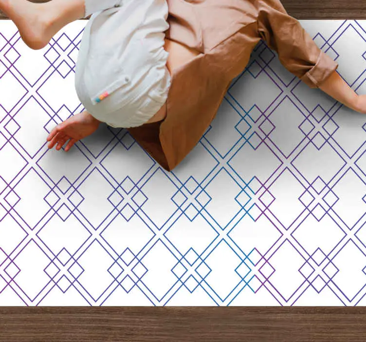Köp online Lila och blå romber och rutor minimalistisk matta