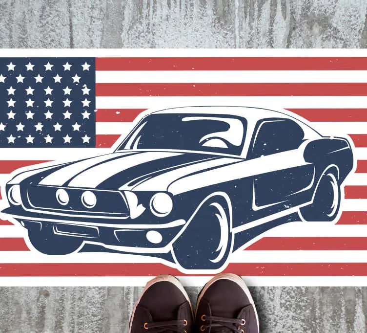 Endast idag Amerikansk legend muskelbil vardagsrumsmatta