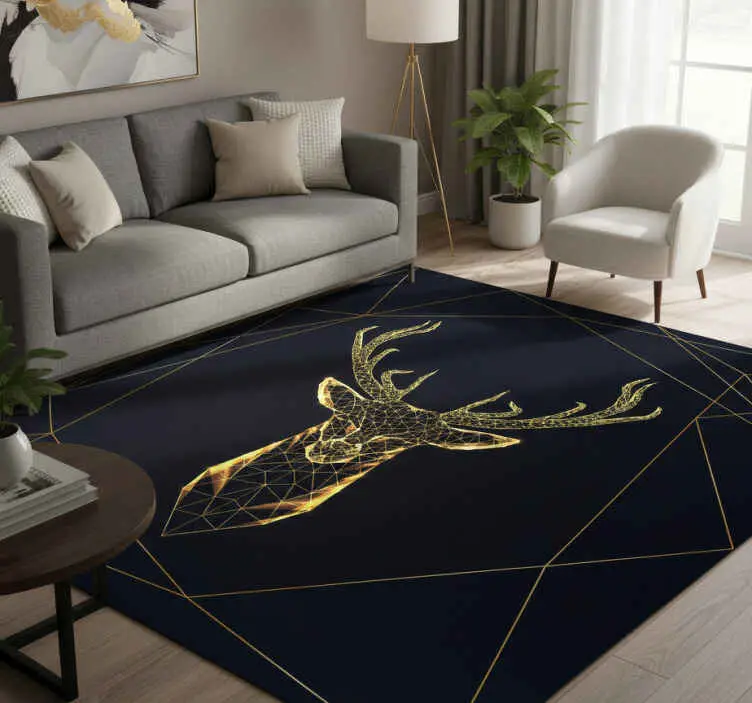 Vinylmatta geometrisk med guldgeometrisk hjort Kampanj