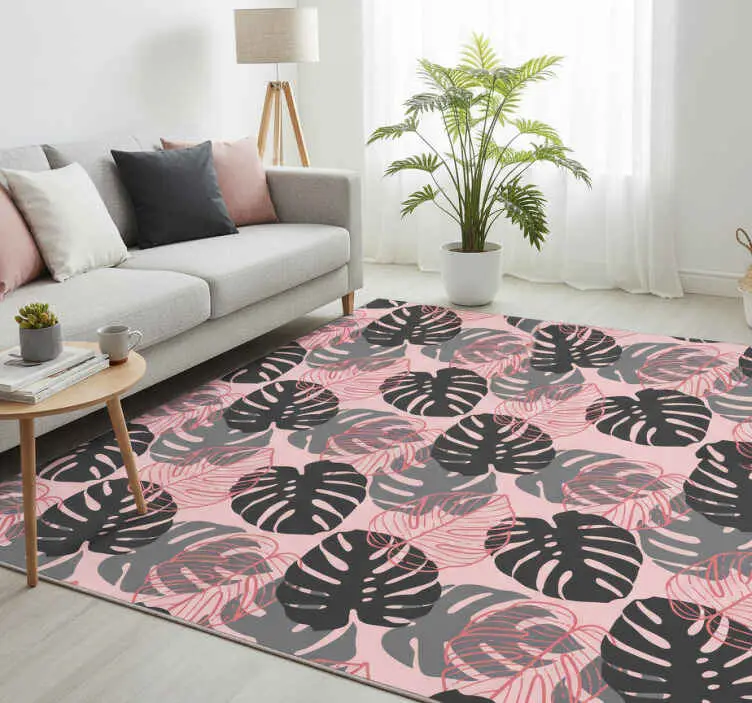 Rea Vinylmatta natur rosa och grå monstrosa