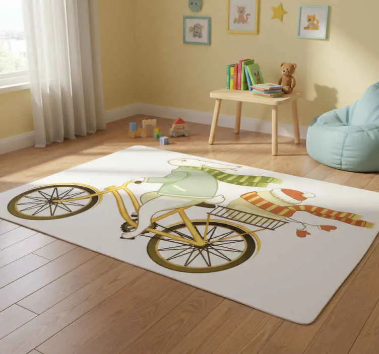 Köp nu Vinylmatta barn påskhare på cykel