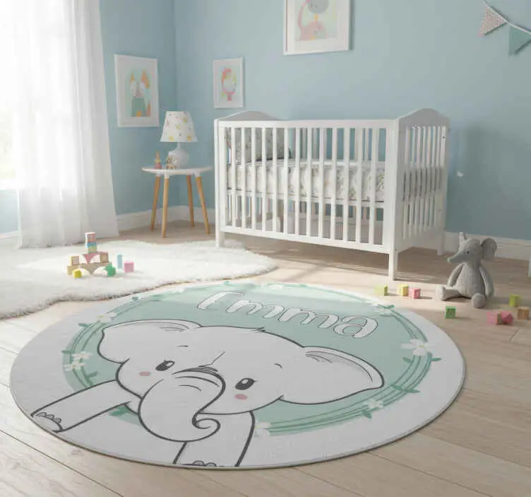 Vinylmatta barn elefant med namn Billigare