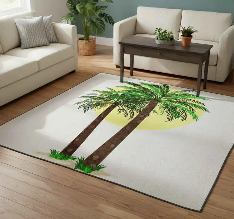 Vinylmatta blommor och växter palmträd Snabb leverans