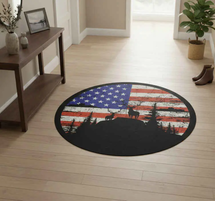 Vinylmatta natur amerikansk flagga bergsilhuett Säker betalning