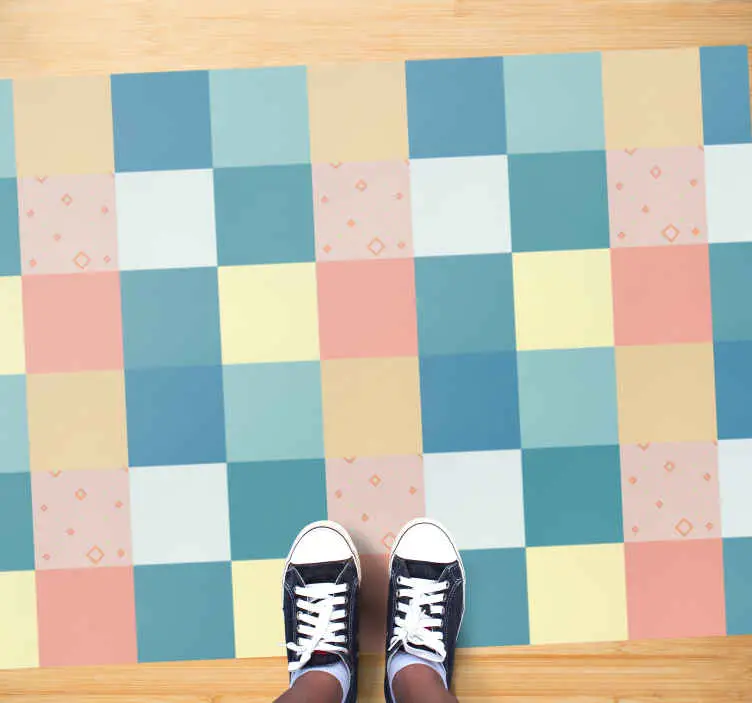 Vinylmatta geometrisk pastellrutigt Rabatter
