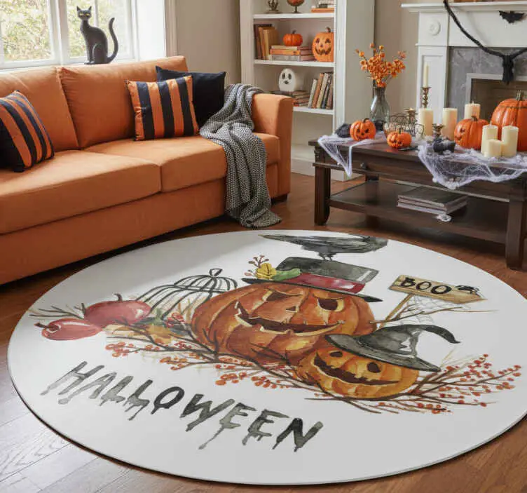 Fri frakt Vinylmatta halloween skrämmande pumpor