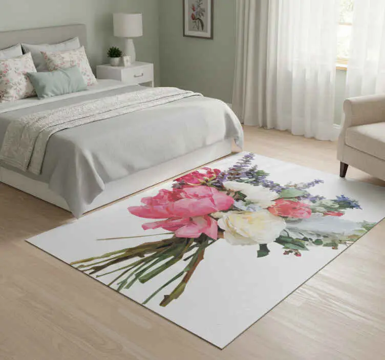 Vinylmatta blommor och växter geometrisk bukett Erbjudandepris