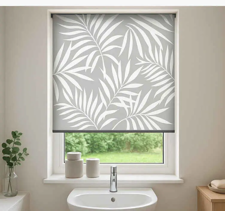 Bästa pris Grå eleganta blad Rullgardin badrum