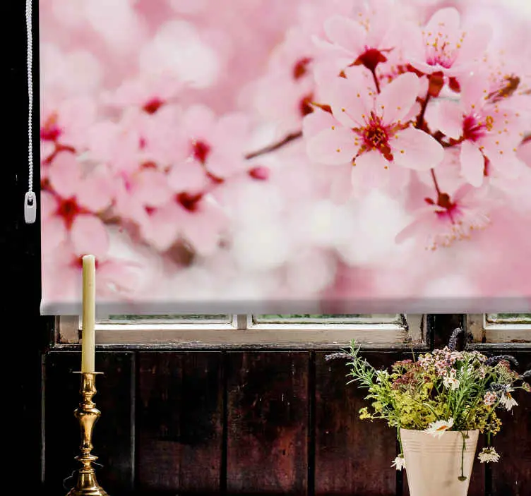 I lager Rosa blomma fotografi konst blomma rullgardin