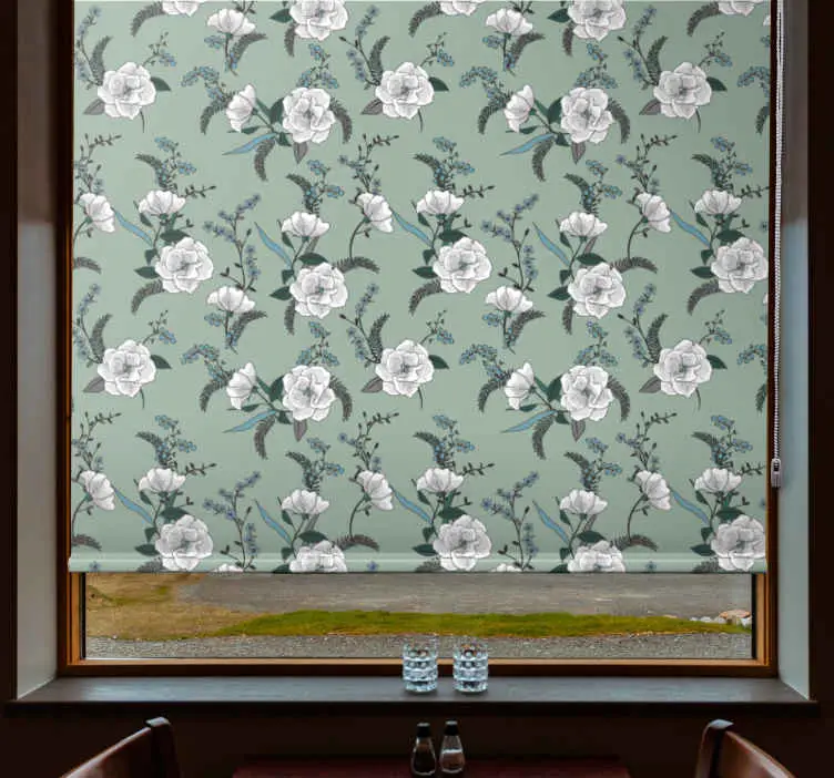 Magnolia blommönster Rullgardin blommor och växter Lågt pris