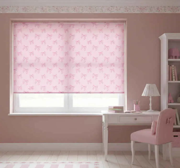 Expressleverans Rullgardin rosa med rosa slöjfmönster
