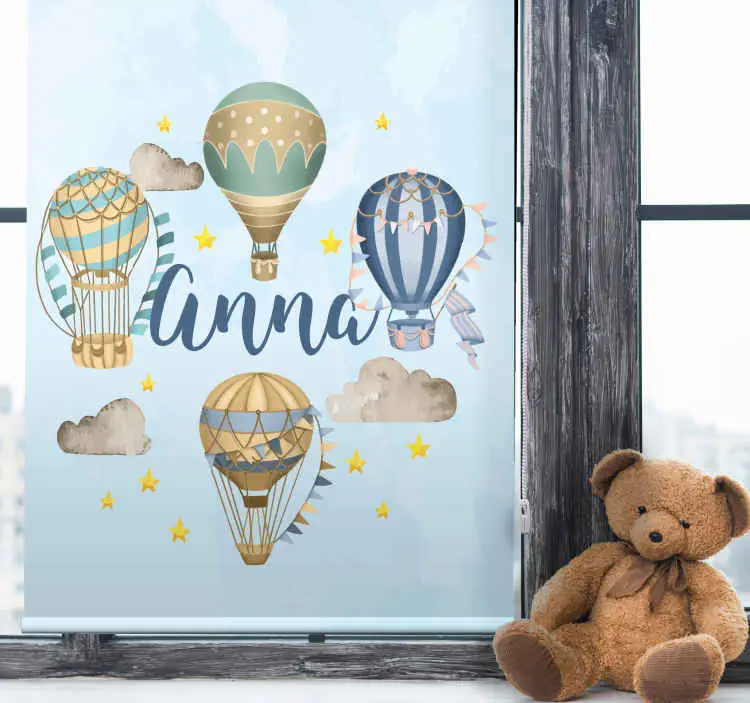 Blå ballonger med stjärnor rullgardin konst Sänkt pris
