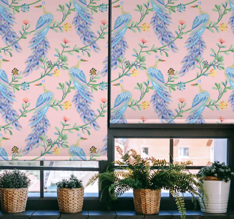 Sista chansen Tropisk fågel design Rullgardin blommor och växter