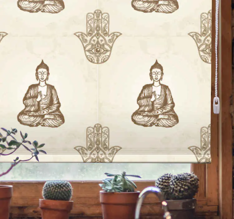 Begränsat erbjudande Buddha symbol mönster Rullgardin zen