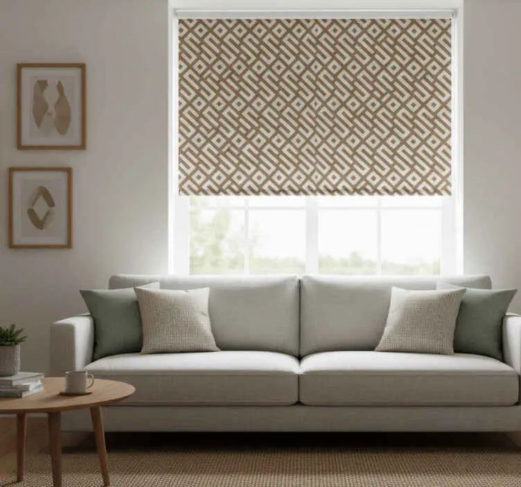 Rullgardin modern geometrisk design i jordtoner Handla nu