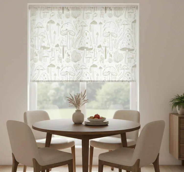 Premium Rullgardin för matsal beige svampmönster