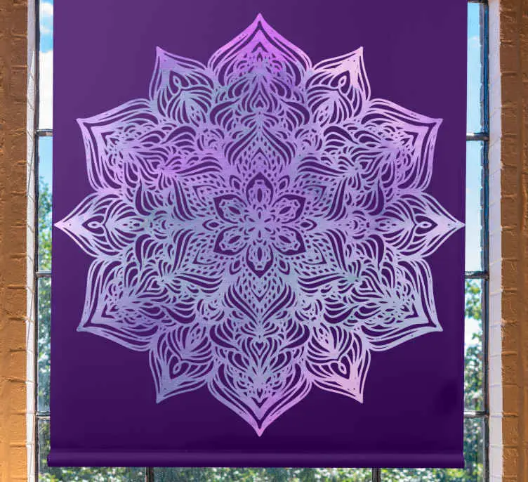 Lila mandala form.. Buddha rullgardin Snabb leverans
