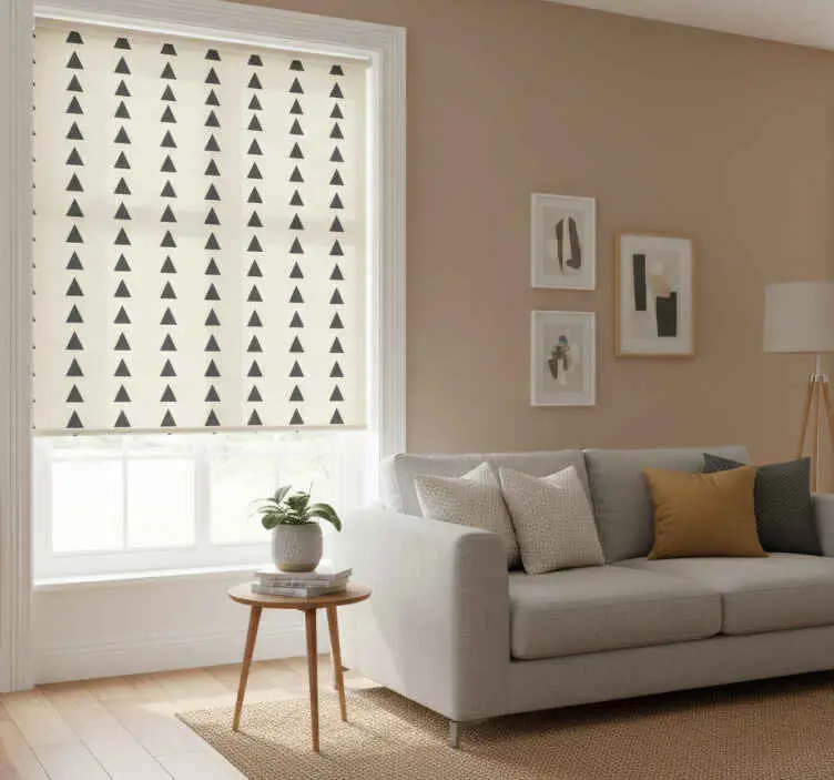 Erbjudandepris Rullgardin modern mörkgrå trianglar med sliten look