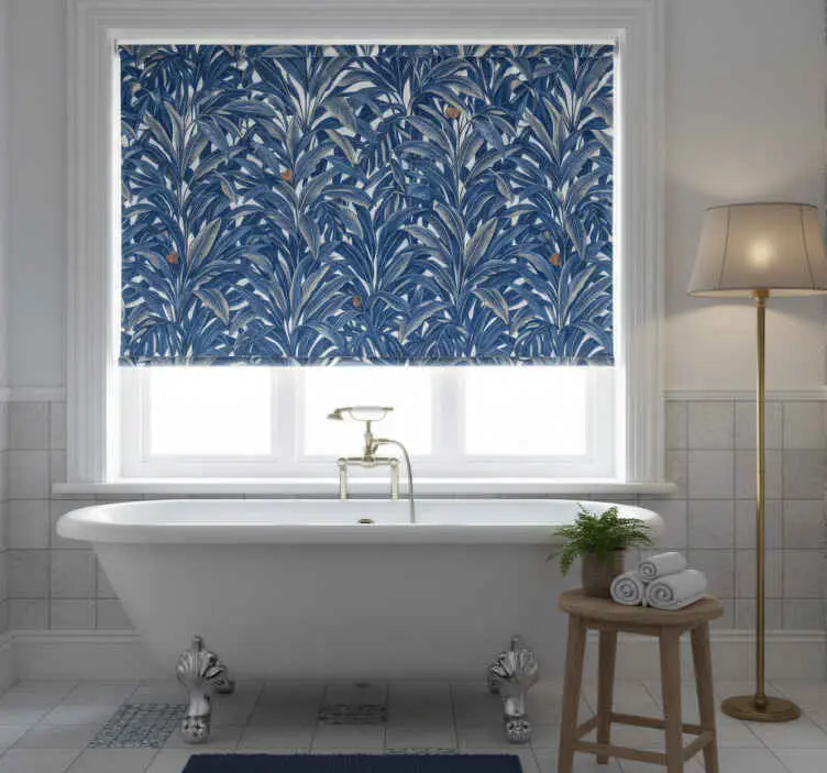 I lager Rullgardin blå lush indigo djungel