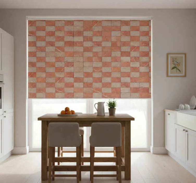 Rullgardin kök geometriska beige plattor I lager