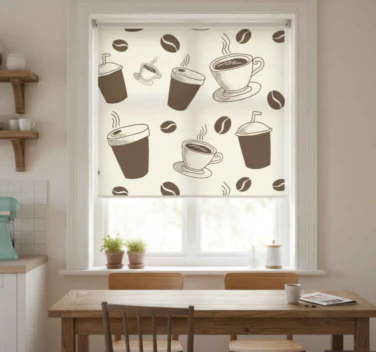 Fynd Rullgardin kök kaffe vit-turkos