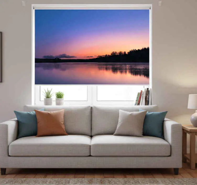 Rullgardin vardagsrum sunset mazury lake Populär