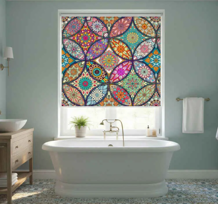 Snabb leverans Rullgardin badrum färgglada mandalas