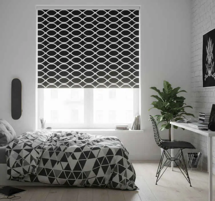 Svart rullgardin monokrom oval design Handla nu