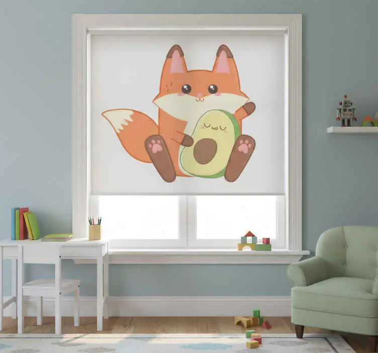 Rullgardin barn kawaii räv med avokado Endast denna vecka