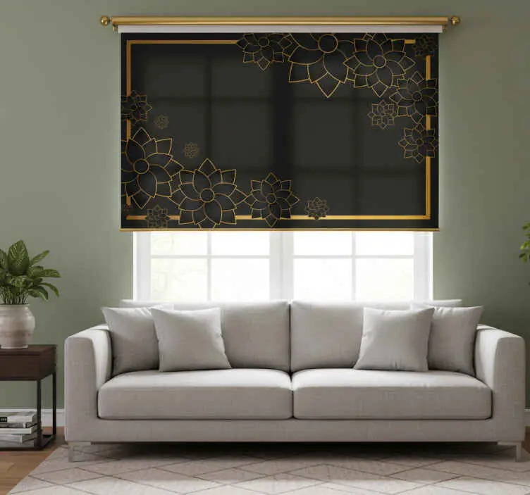 Svart rullgardin elegant stil med växter Billig