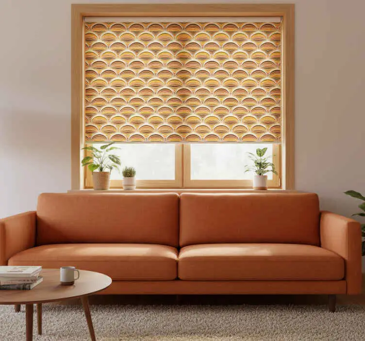 Rullgardin beige 70-talsmönster Extra rabatt