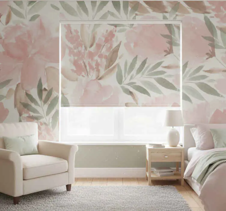 Sista chansen Rullgardin sovrum blommig panoramatapet