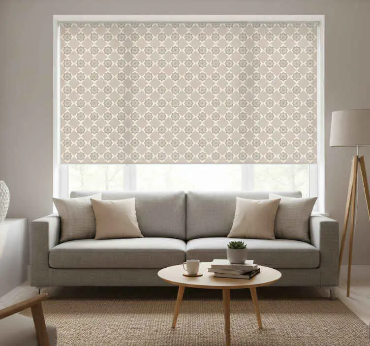 Rullgardin beige cementbeige plattor Rea