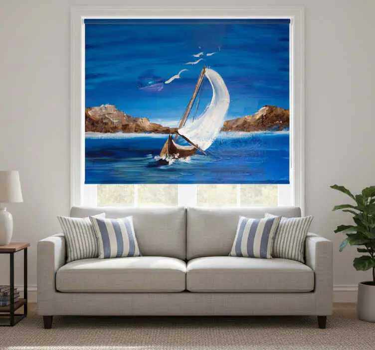 Rullgardin vardagsrum segelbåtar i canvas Rabatt