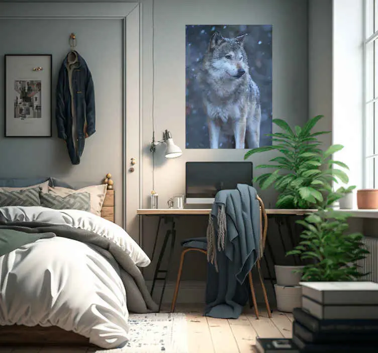 Varg i snön djur design affisch Lågt pris