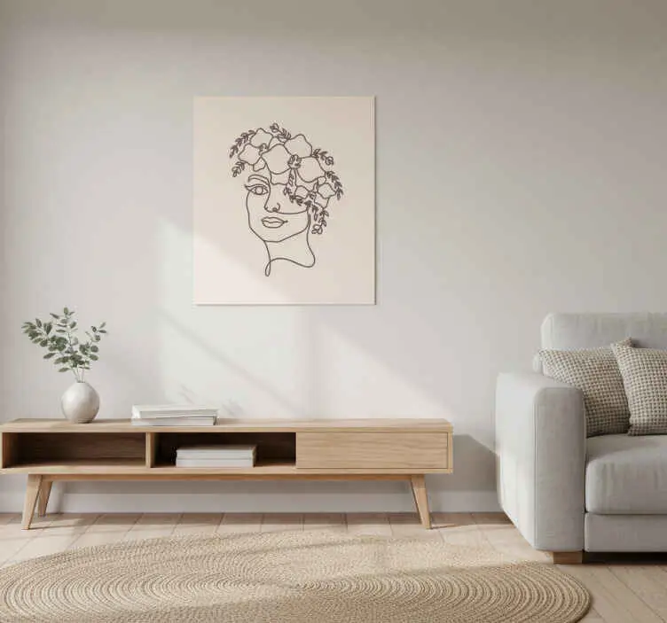Fynd Poster vardagsrum silhuett minimalistisk söt kvinna blommor